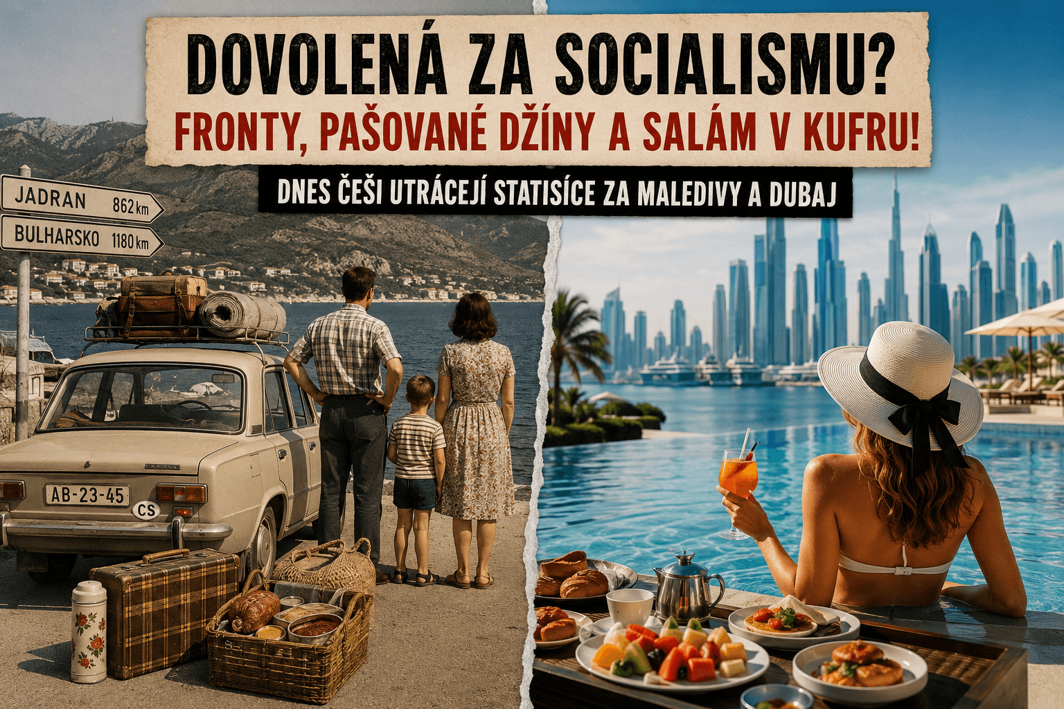 DOVOLENÁ ZA SOCIALISMU? FRONTY, PAŠOVANÉ DŽÍNY A SALÁM V KUFRU! Dnes Češi utrácejí statisíce za Maledivy a Dubaj